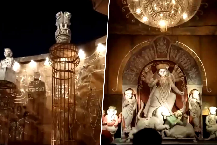 This durga puja of Kolkata celebrates 75 years of constitution of India